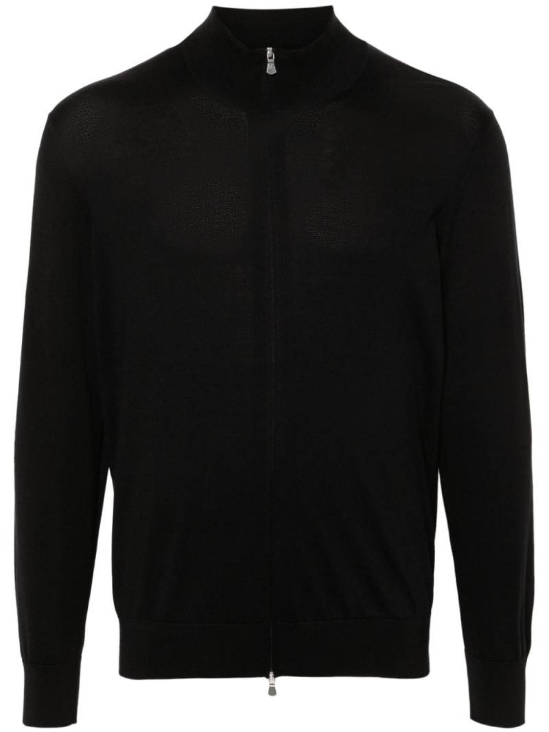 Tagliatore fine-knit zip-up cardigan - Black von Tagliatore