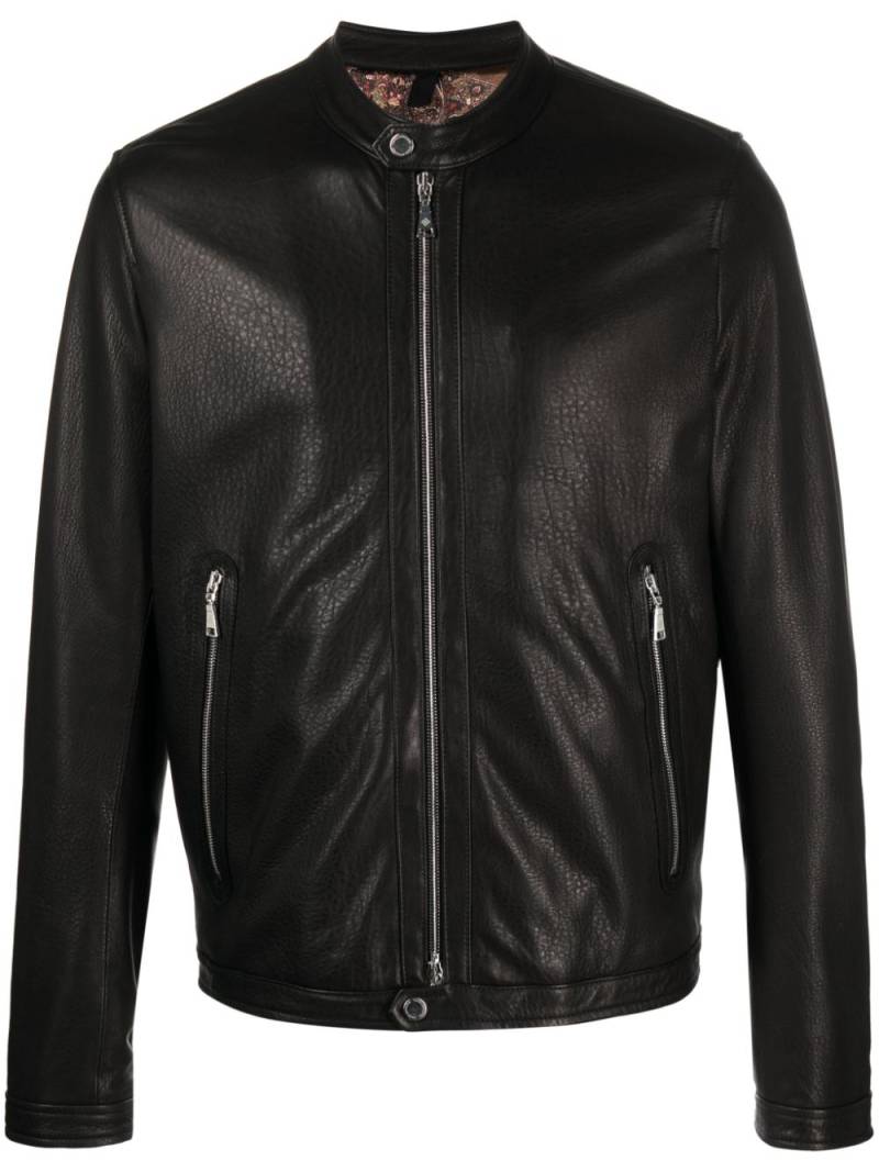 Tagliatore grained-texture zip-up leather jacket - Black von Tagliatore