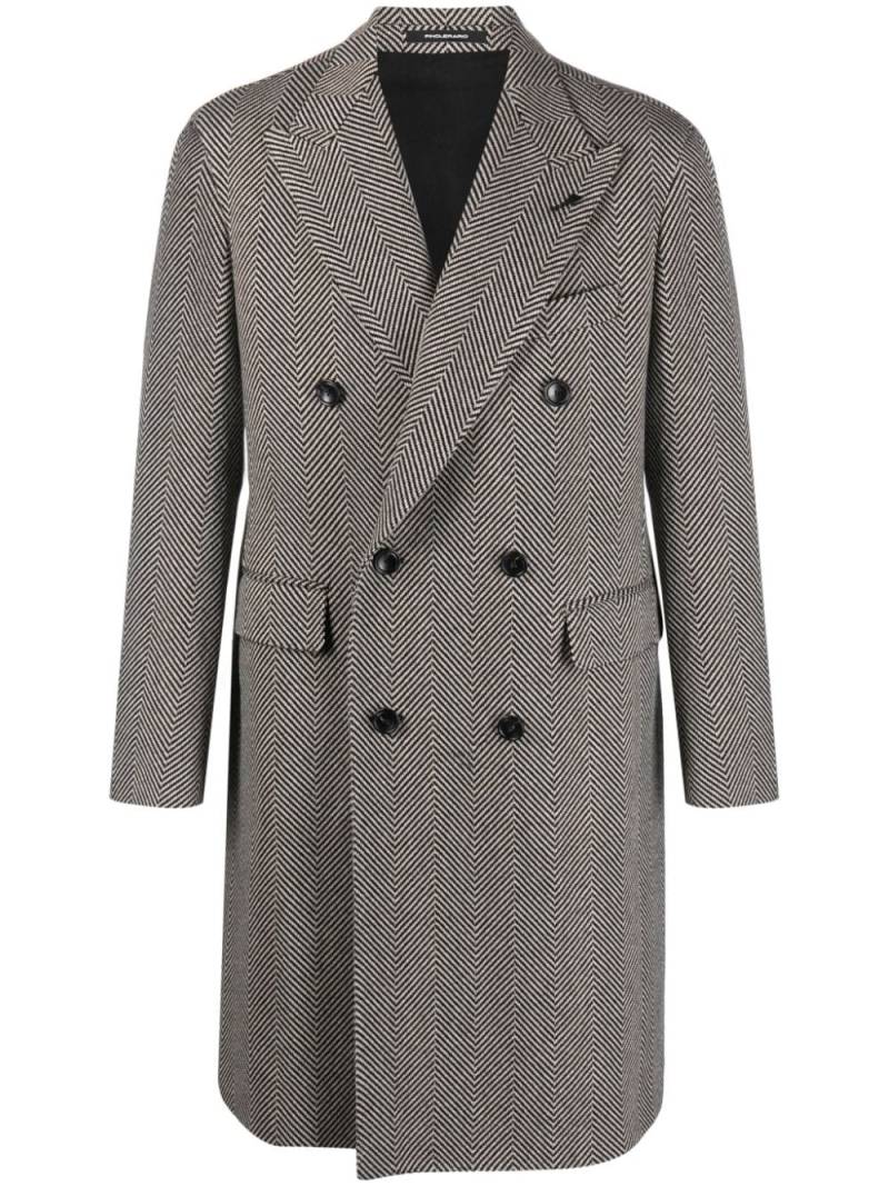 Tagliatore herringbone-pattern double-breasted coat - Black von Tagliatore