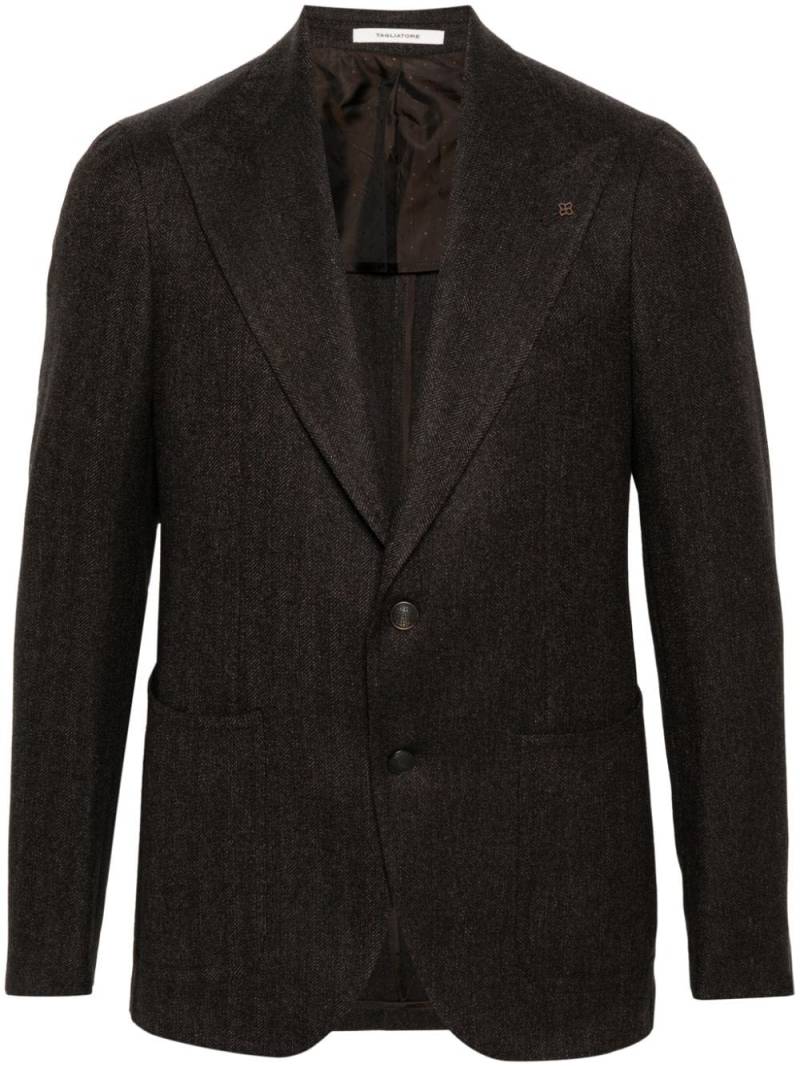 Tagliatore herringbone-patterned single-breasted blazer - Black von Tagliatore