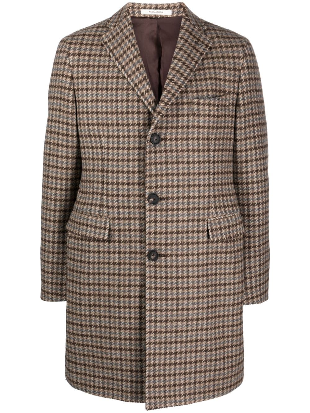 Tagliatore houndstooth single-breasted wool-blend coat - Brown von Tagliatore