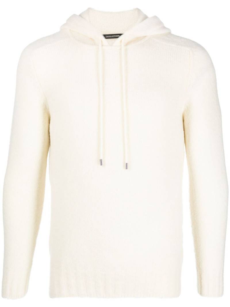 Tagliatore intarsia-knit brushed hoodie - White von Tagliatore