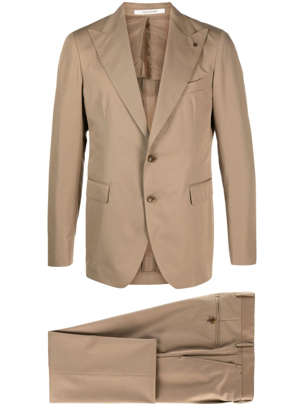 Tagliatore logo-appliqué twill single-breasted suit - Neutrals von Tagliatore