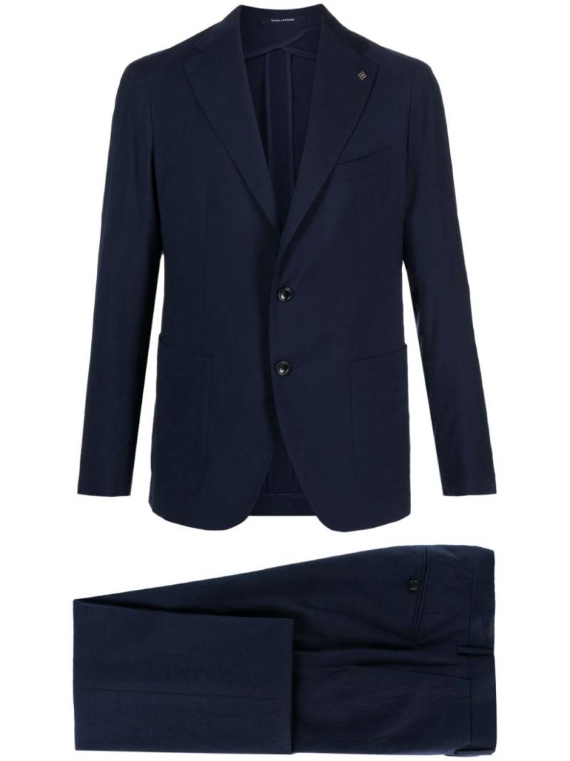 Tagliatore logo-appliqué virgin wool single-breasted suit - Blue von Tagliatore