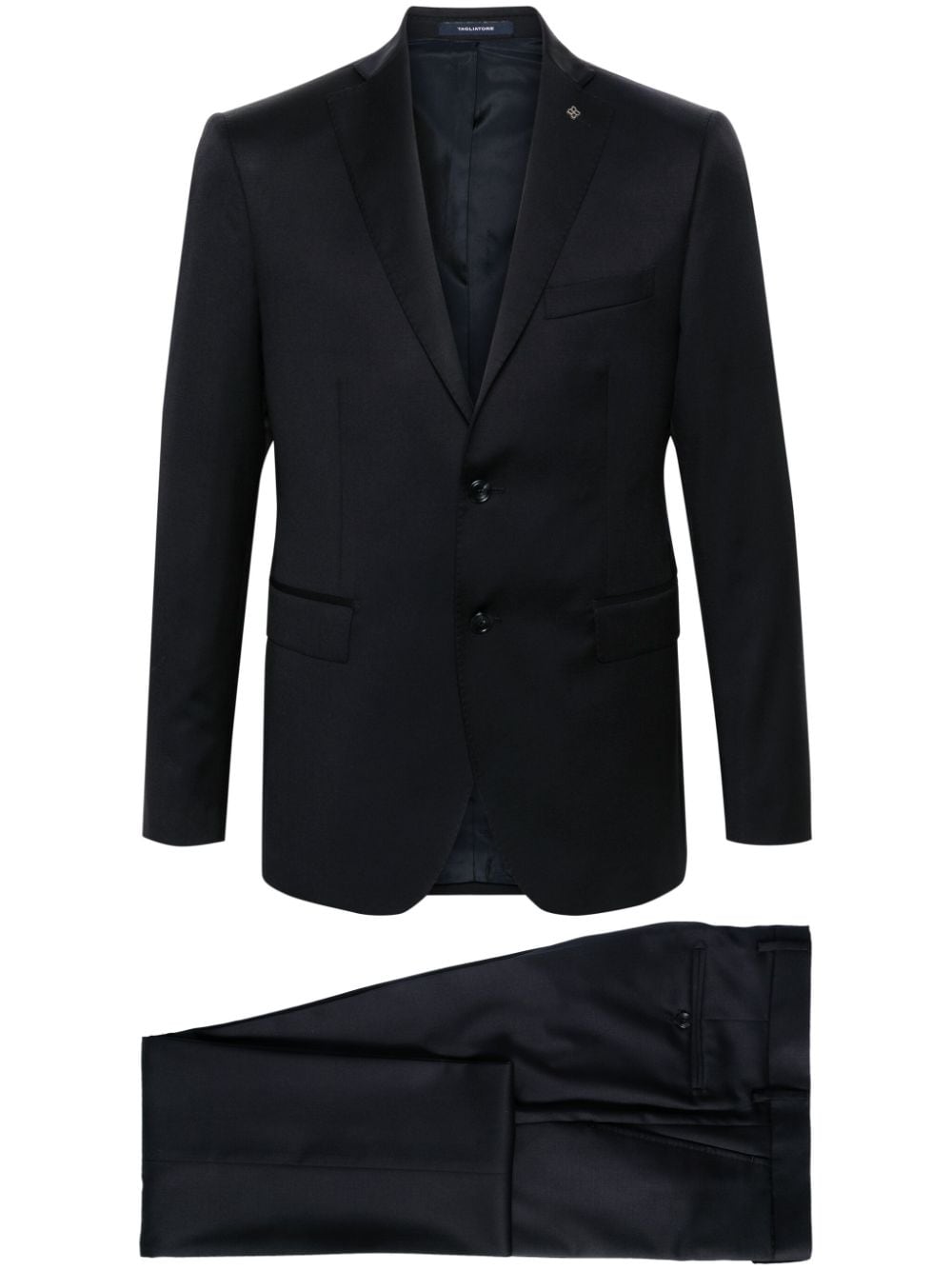 Tagliatore logo-appliqué virgin wool single-breasted suit - Blue von Tagliatore