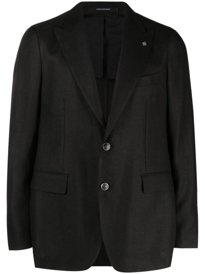 Tagliatore logo-plaque linen blazer - Black von Tagliatore