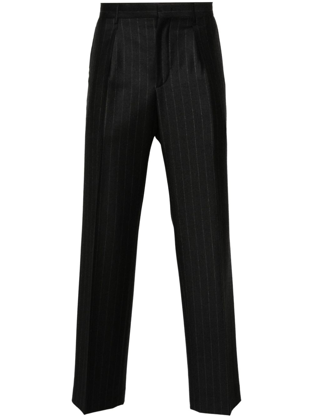 Tagliatore pinstriped wool straight trousers - Grey von Tagliatore