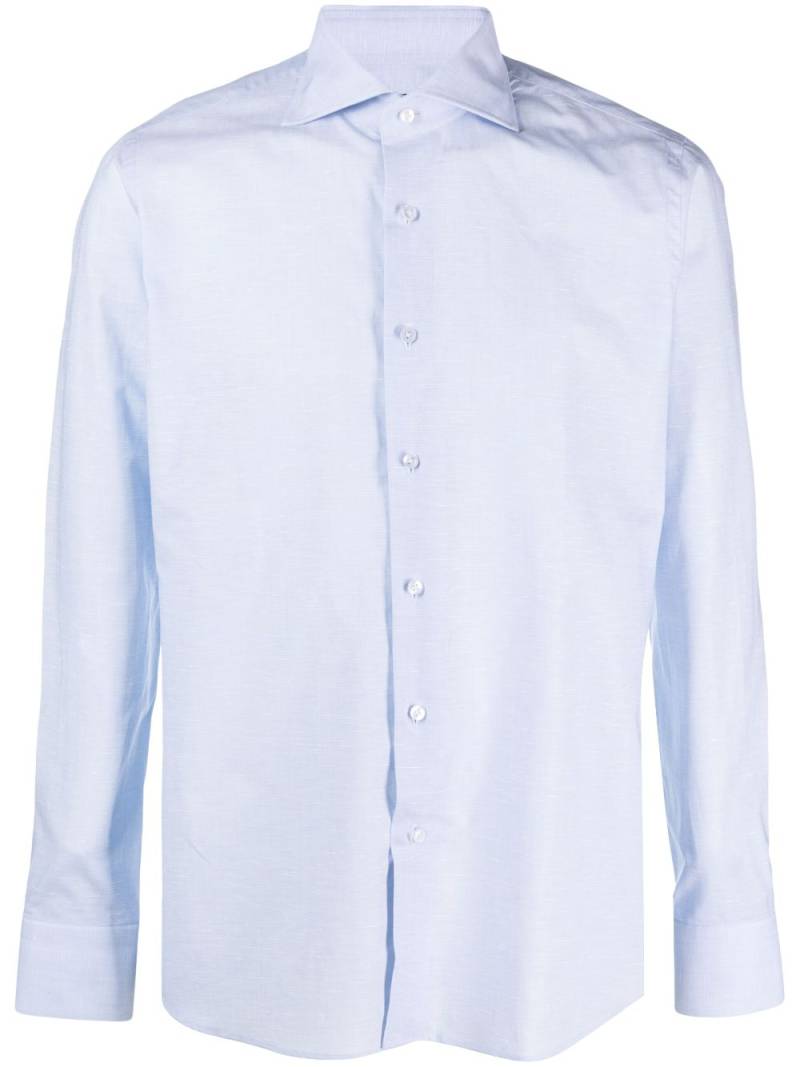 Tagliatore plain cotton-linen blend shirt - Blue von Tagliatore