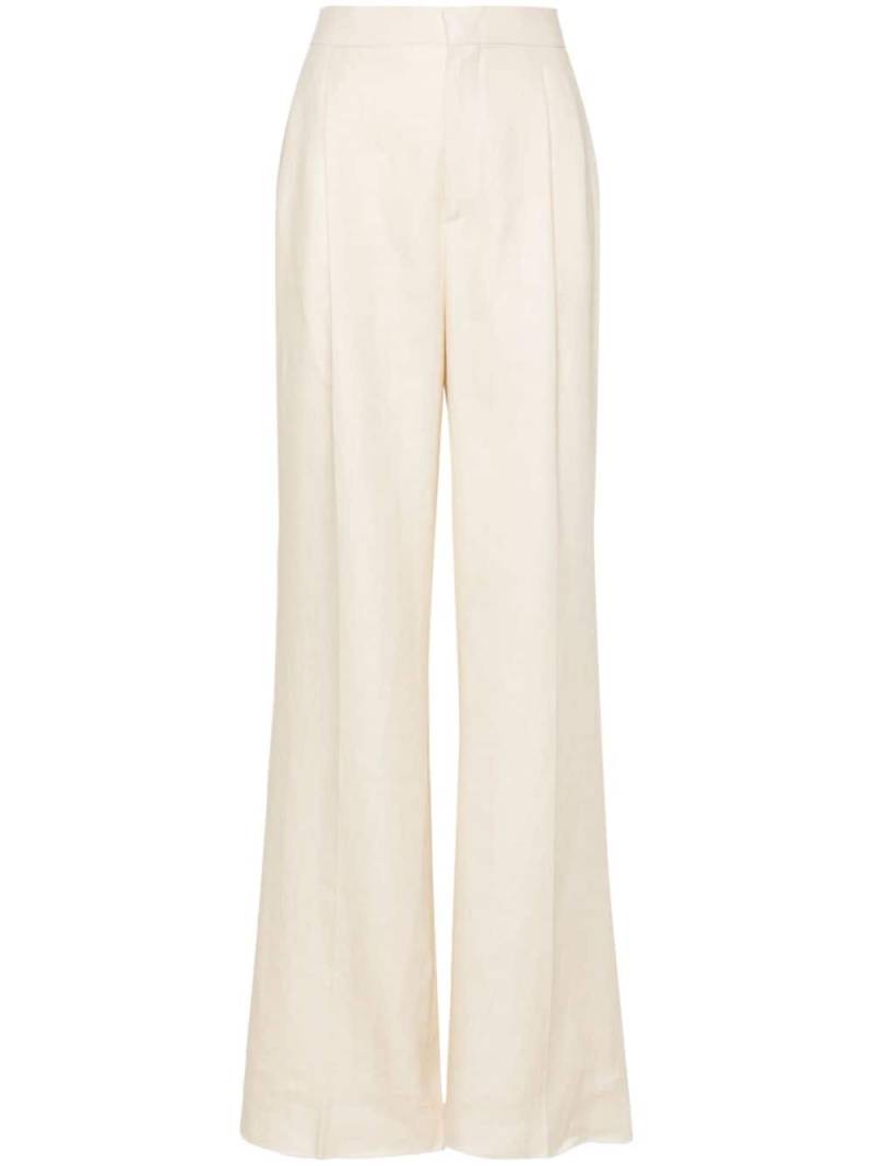 Tagliatore pleat-detail linen trousers - Neutrals von Tagliatore