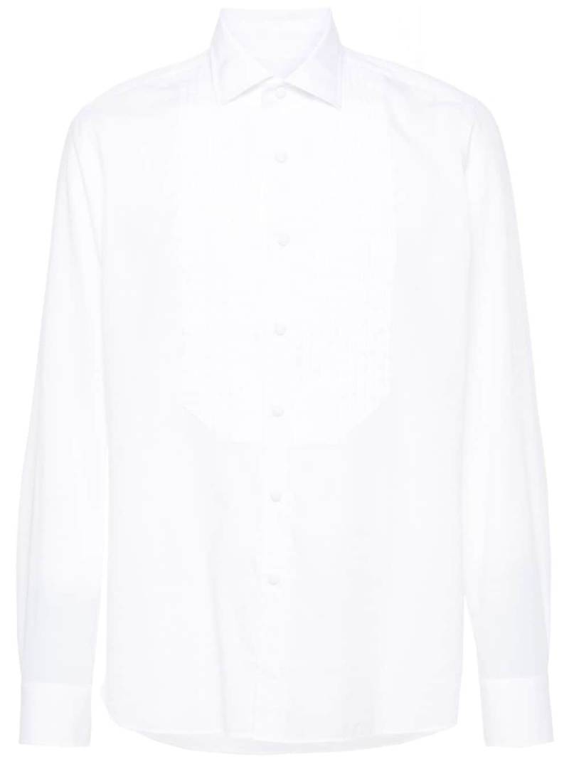 Tagliatore plissé poplin cotton shirt - White von Tagliatore