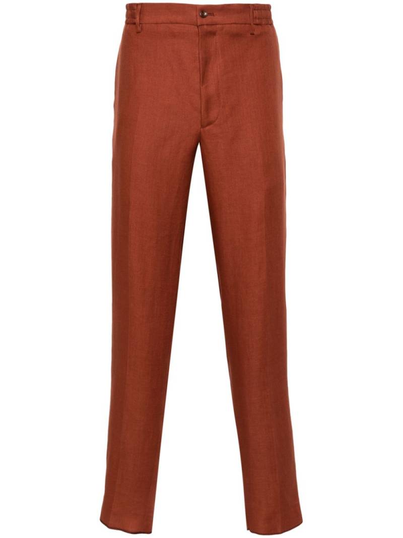 Tagliatore pressed-crease linen tapered trousers - Brown von Tagliatore