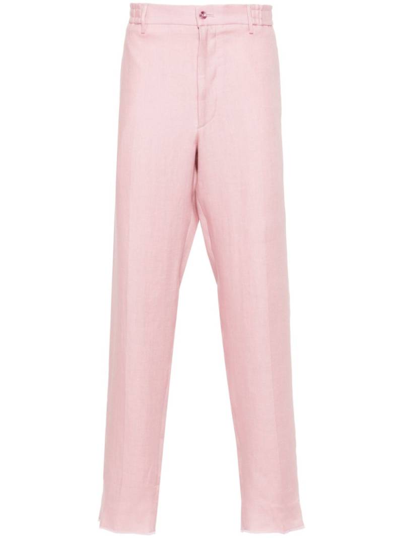 Tagliatore pressed-crease linen tapered trousers - Pink von Tagliatore