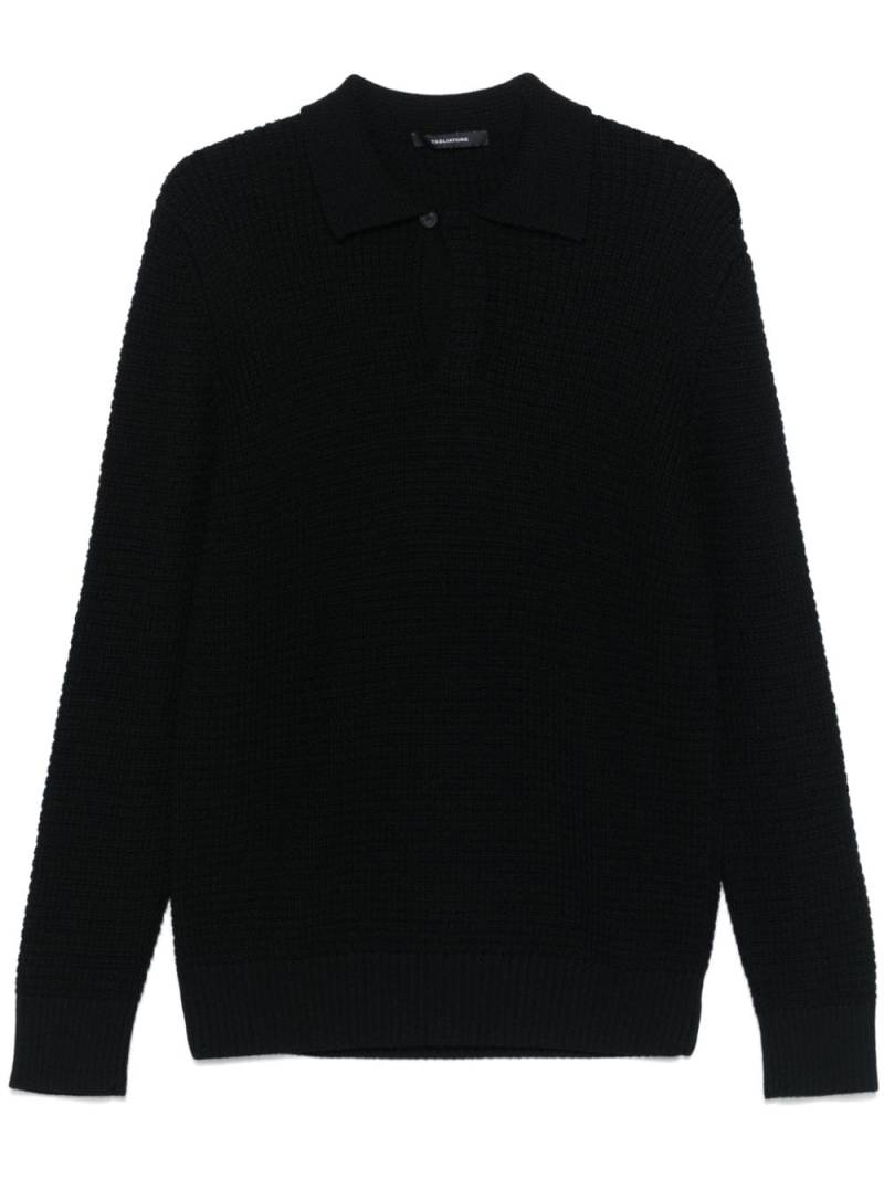 Tagliatore ribbed-knit polo shirt - Black von Tagliatore