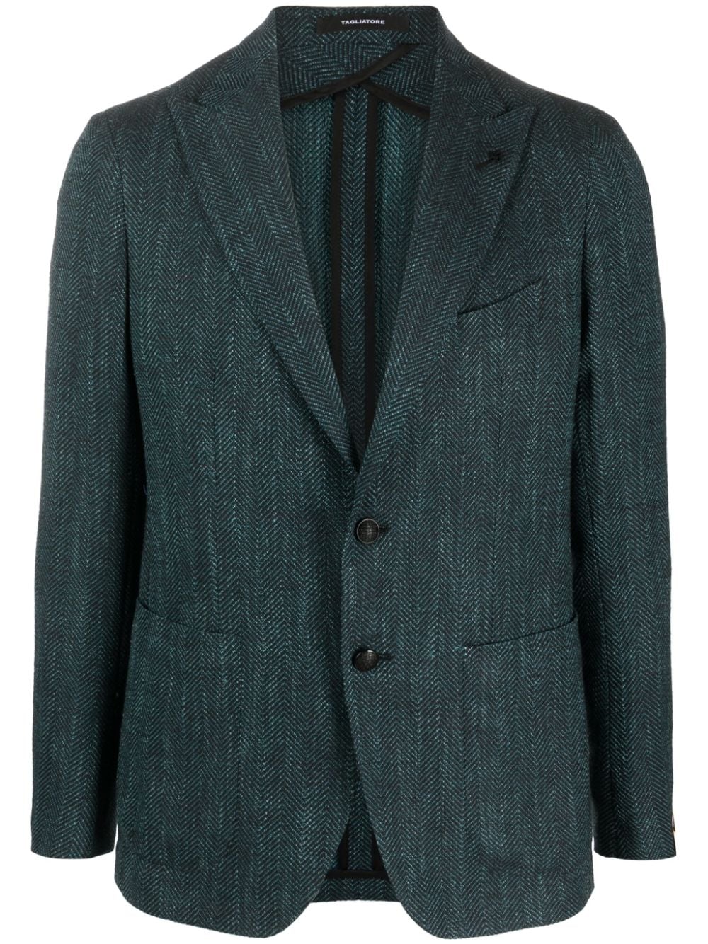 Tagliatore single-breasted herringbone blazer - Blue von Tagliatore