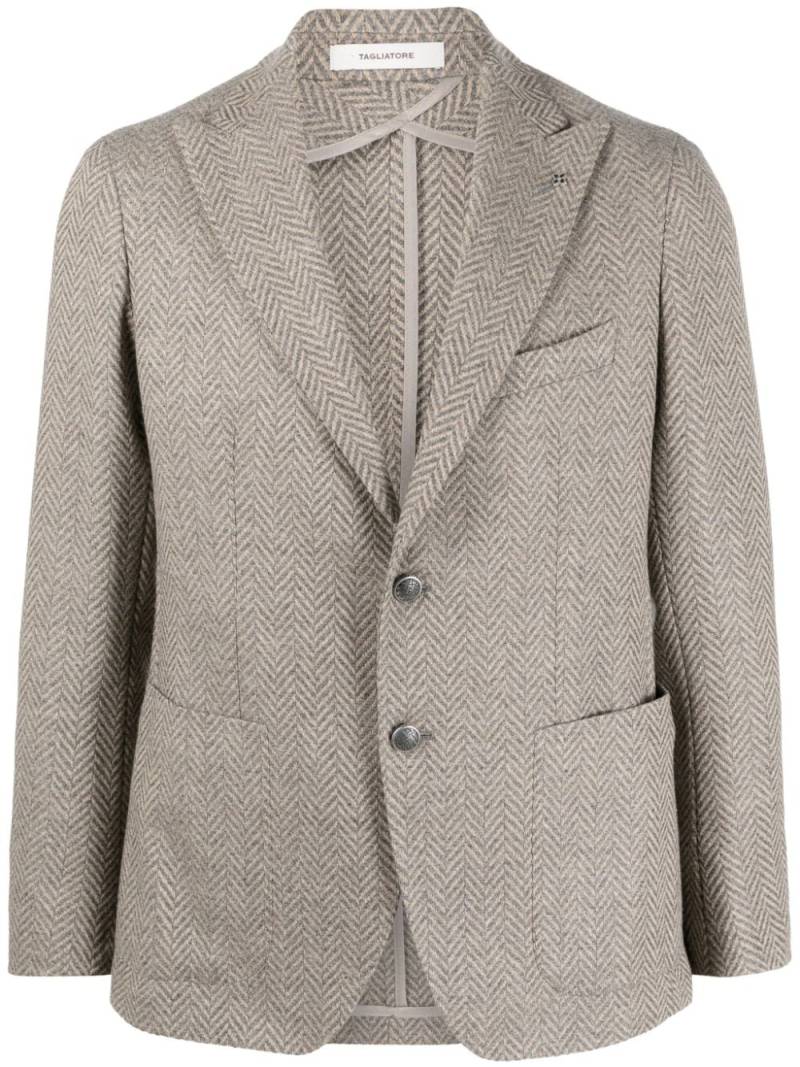 Tagliatore single-breasted herringbone-pattern blazer - Grey von Tagliatore