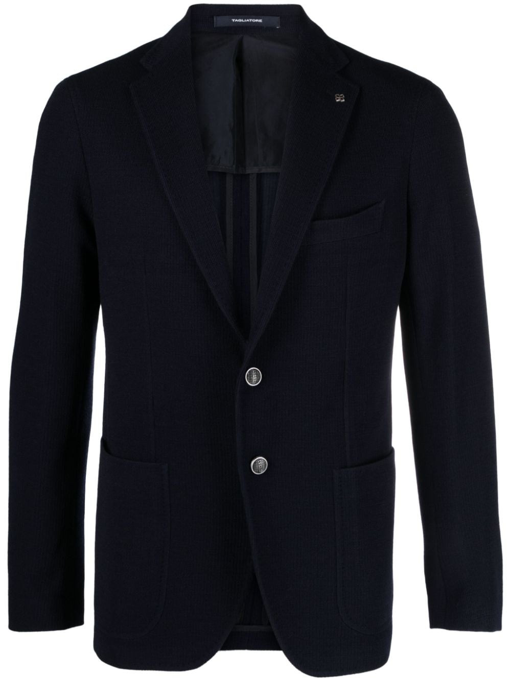 Tagliatore single-breasted ribbed-knit blazer - Blue von Tagliatore