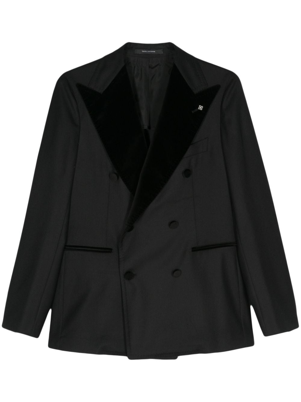 Tagliatore velvet-trim double-breasted blazer - Black von Tagliatore