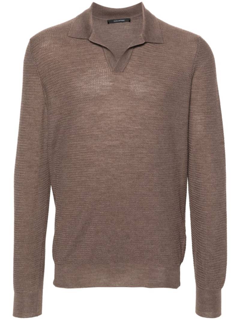 Tagliatore wavy-knit polo shirt - Brown von Tagliatore