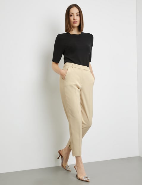 TAIFUN Damen 7/8 Hose mit Bügelfalten Tailored Fit Beige von Taifun