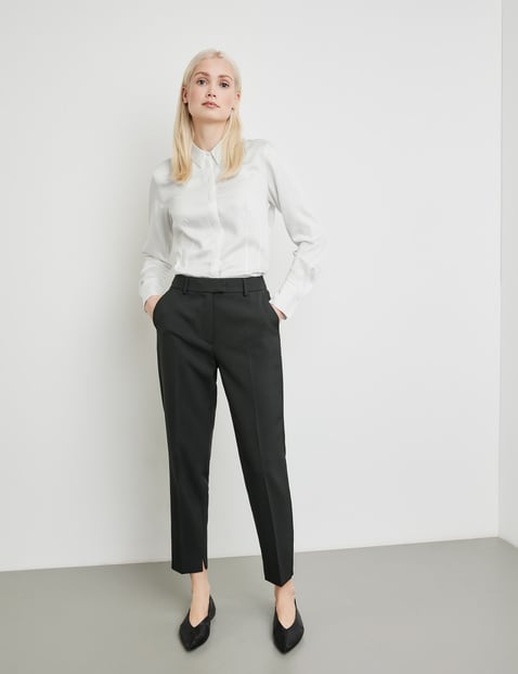 TAIFUN Damen 7/8 Hose mit Bügelfalten Tailored Fit Schwarz von Taifun