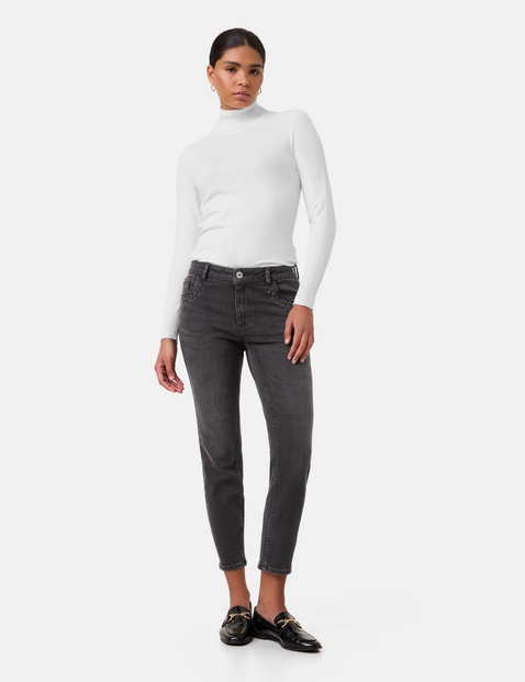TAIFUN Damen 7/8 Jeans mit Nieten-Dekor Slim Fit Baumwolle Normale Leibhöhe Grau TAIFUN Damen 7/8 Jeans mit Nieten-Dekor Slim Fit Baumwolle Normale Leibhöhe Grau von Taifun