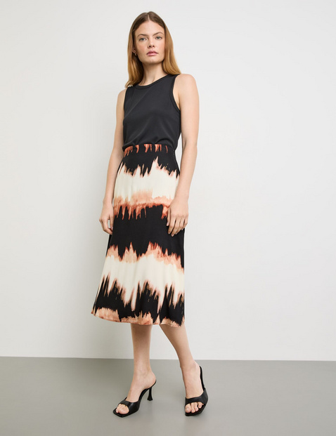 TAIFUN Damen Ausgestellter Midirock mit Print 76cm Viskose, Braun gemustert von Taifun
