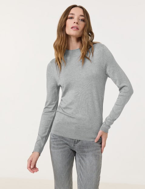 TAIFUN Damen Basic Feinstrick-Pullover mit Turtleneck Langarm Viskose Grau von Taifun