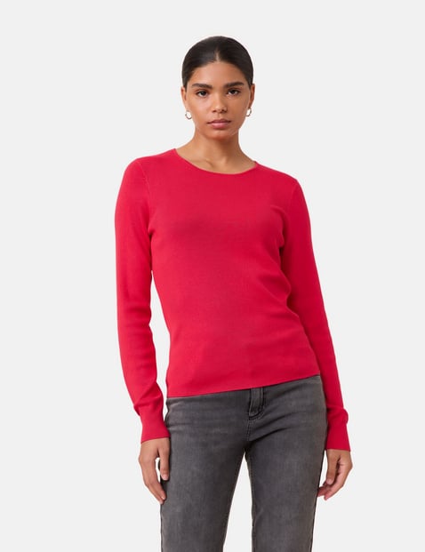 TAIFUN Damen Basic Pullover Langarm Rundhals Viskose Rot von Taifun