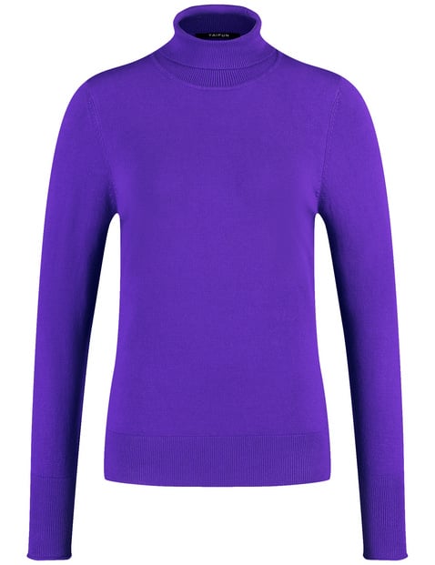 TAIFUN Damen Basic Pullover mit Rollkragen 62cm Langarm Turtleneck Viskose Lila von Taifun