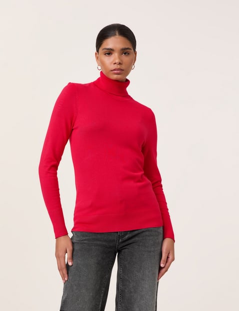 TAIFUN Damen Basic Pullover mit Rollkragen 62cm Langarm Turtleneck Viskose Rot von Taifun