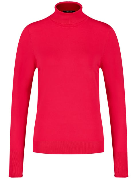 TAIFUN Damen Basic Pullover mit Rollkragen 62cm Langarm Turtleneck Rot von Taifun