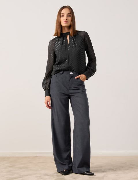 TAIFUN Damen Cordhose mit weitem Bein Wide Leg Schwarz von Taifun