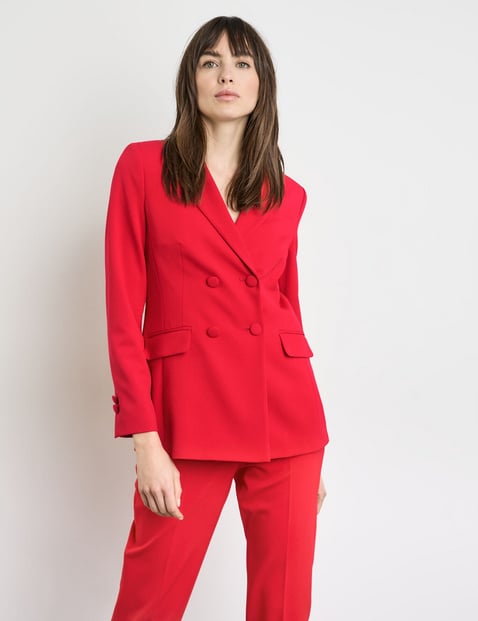 TAIFUN Damen Doppelreihiger Blazer 70cm Langarm Revers Rot von Taifun