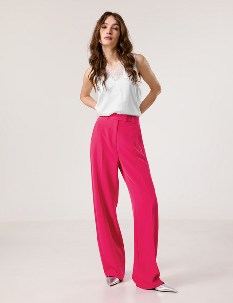 TAIFUN Damen Elegante Hose mit weitem Bein Wide Leg Normale Leibhöhe Pink von Taifun