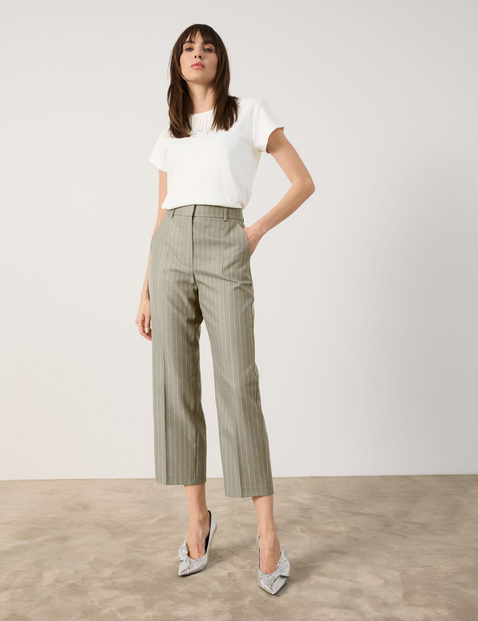TAIFUN Damen Feine 7/8 Hose mit Nadelstreifen Straight Fit Taillenhoher Bund Grün TAIFUN Damen Feine 7/8 Hose mit Nadelstreifen Straight Fit Taillenhoher Bund Grün von Taifun