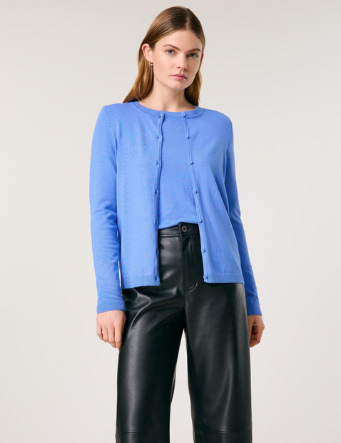 TAIFUN Damen Feine Strickjacke mit Knopfleiste Langarm Viskose, Blau TAIFUN Damen Feine Strickjacke mit Knopfleiste Langarm Viskose, Blau von Taifun