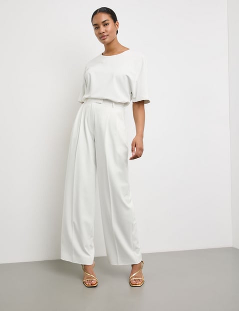 TAIFUN Damen Fließende Hose Wide Leg Weiss von Taifun