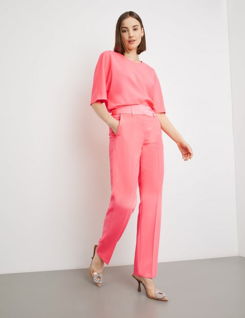 TAIFUN Damen Hose mit angesetztem Satin-Bund Straight Pink von Taifun