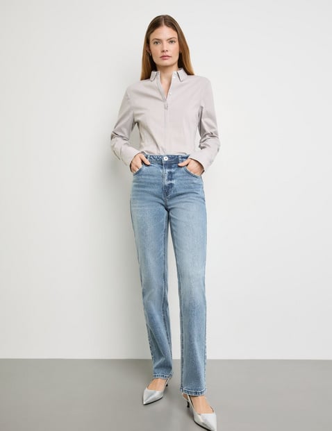 TAIFUN Damen Jeans mit geradem Bein Straight Baumwolle Blau von Taifun