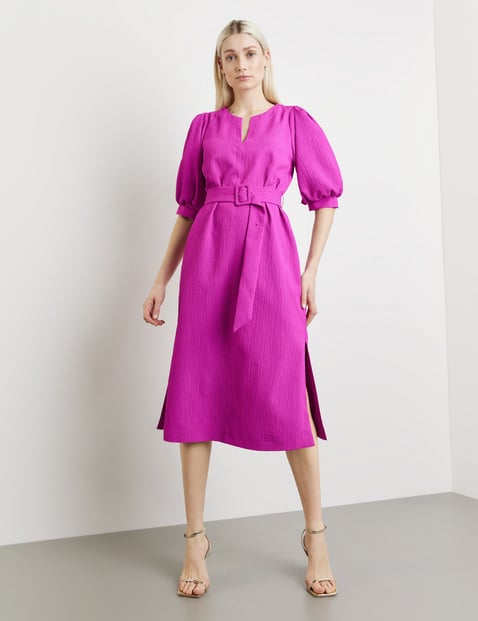 TAIFUN Damen Kleid mit Ballonärmel V-Ausschnitt Pink von Taifun