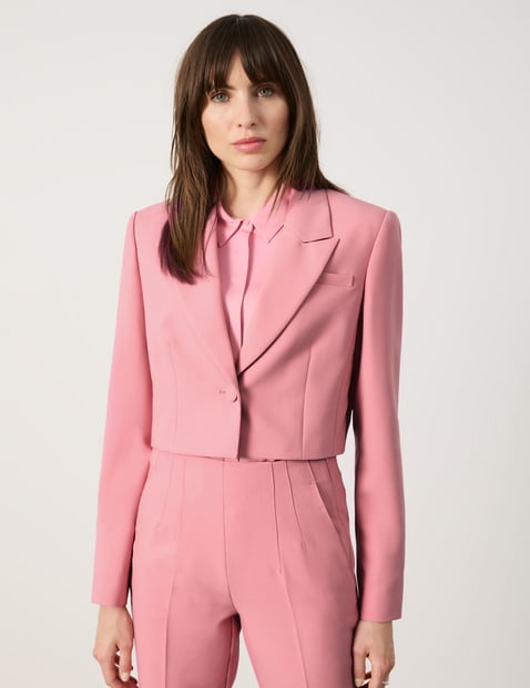 TAIFUN Damen Kurzblazer aus Stretch-Qualität 44 cm Revers Langarm unifarben Pink von Taifun