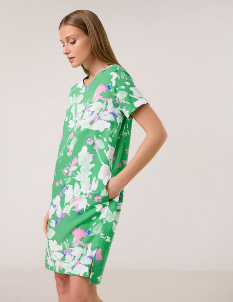 TAIFUN Damen Kurzes Kleid aus Visose-Leinen-Mix Viskose Grün TAIFUN Damen Kurzes Kleid aus Visose-Leinen-Mix Viskose Grün von Taifun