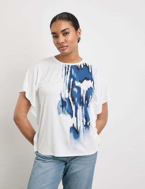 TAIFUN Damen Lässiges Oversized-Shirt 64cm Kurzarm Rundhals Viskose Weiss von Taifun