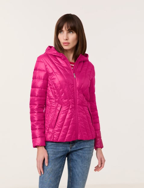 TAIFUN Damen Leicht wattierte Steppjacke mit Glanz 62cm Langarm Kapuze Reißverschluss, Pink von Taifun