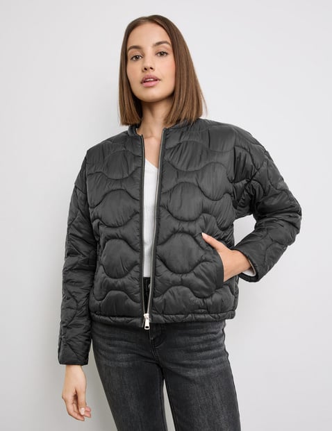 TAIFUN Damen Leichte Steppjacke im Blouson-Stil 58cm Langarm Stehkragen Reißverschluss Schwarz von Taifun