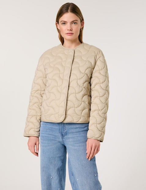 TAIFUN Damen Leichte Steppjacke im modernen Stil 58cm Langarm Ohne Kragen Reißverschluss, Beige von Taifun