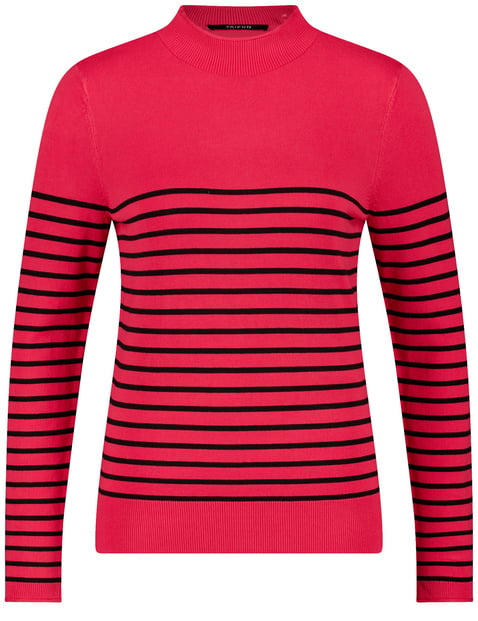 TAIFUN Damen Pullover mit Streifen-Dessin Langarm Turtleneck Rot gestreift von Taifun