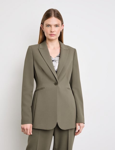 TAIFUN Damen Taillierter Blazer aus eleganter Qualität 70cm Langarm Revers Braun von Taifun