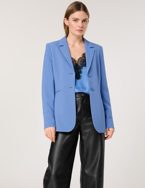 TAIFUN Damen Taillierter Blazer mit Revers 70 cm Langarm unifarben Blau von Taifun