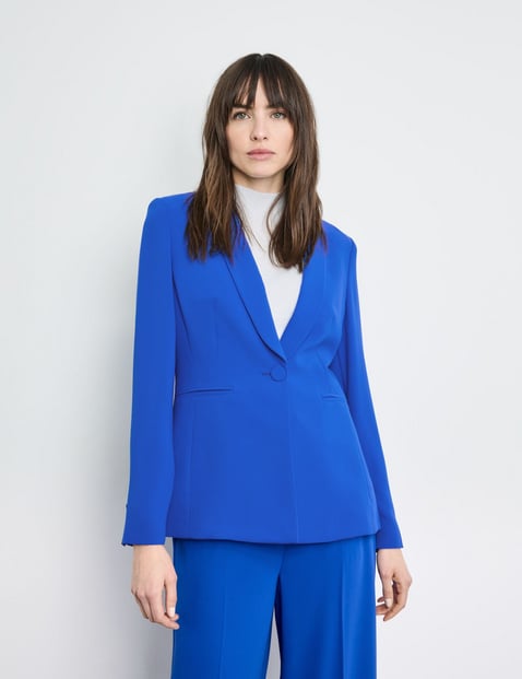 TAIFUN Damen Taillierter Blazer mit Schalkragen 68cm Langarm Blau von Taifun